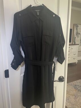 White House Black Market - Black Belted Shirt Dress